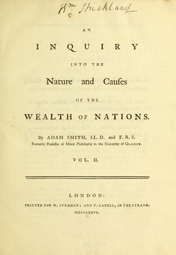 An Inquiry into the Nature and Causes of the Wealth of Nations cover