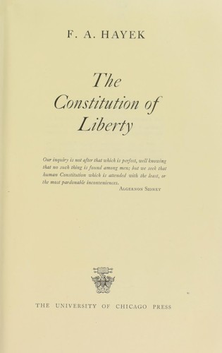 The constitution of liberty cover